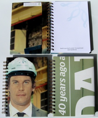 More of the recycled poster notebook in the range kindly commissioned by Meridian Energy 